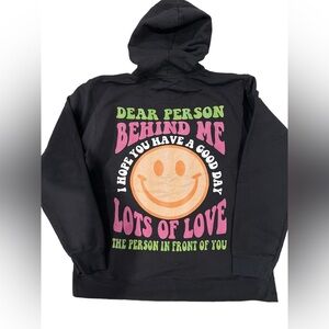Unisex Black Hoodie with Smiley Graphic. Have a God Day…